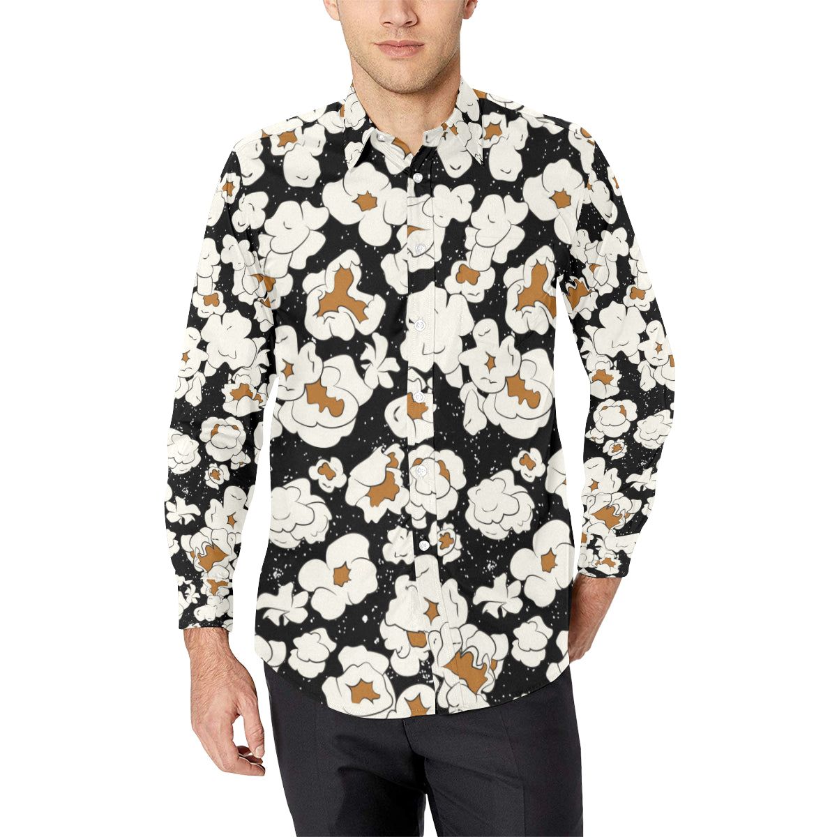 Popcorn Pattern Print Design A02 Men's Long Sleeve Shirt