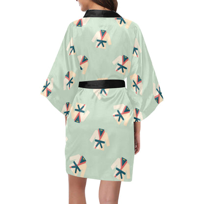 Karate Pattern Print Design 02 Women's Short Kimono