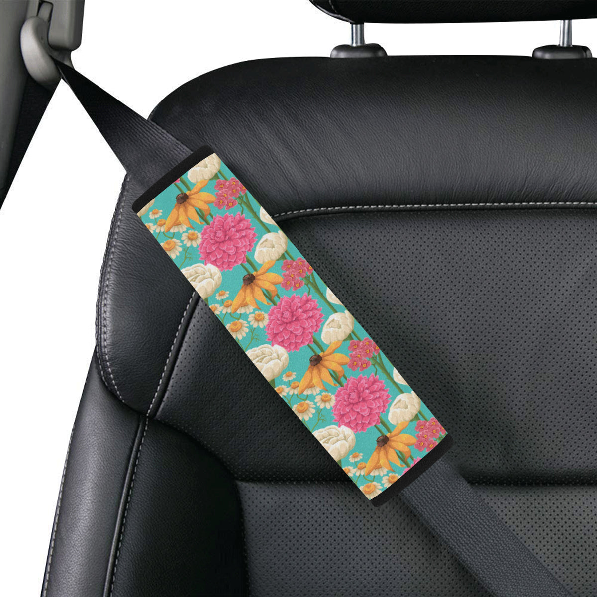 Summer Floral Pattern Print Design SF07 Car Seat Belt Cover