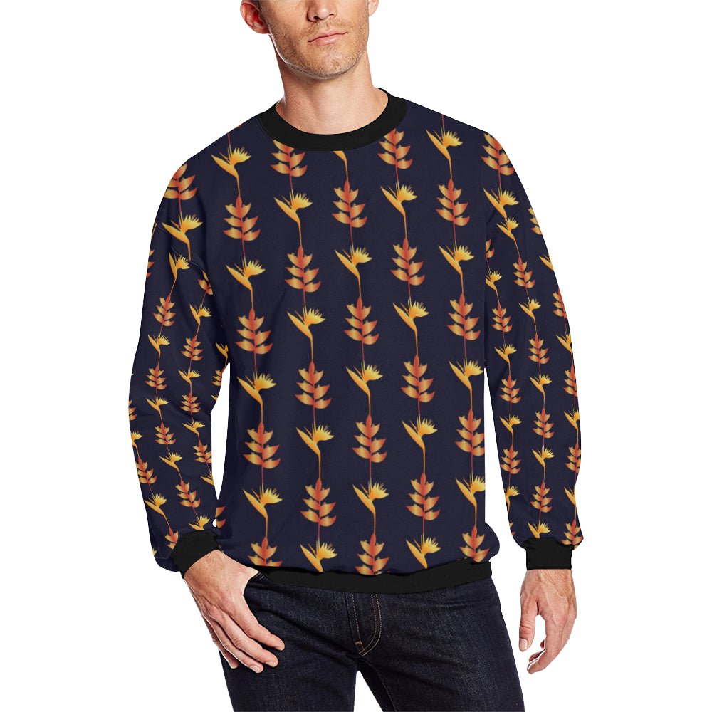 Heliconia Pattern Print Design HL06 Men Long Sleeve Sweatshirt