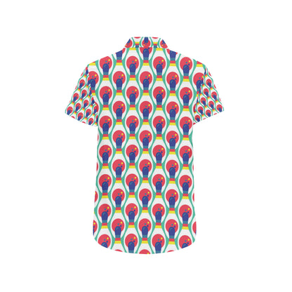 Bowling Pattern Print Design 05 Men's Short Sleeve Button Up Shirt
