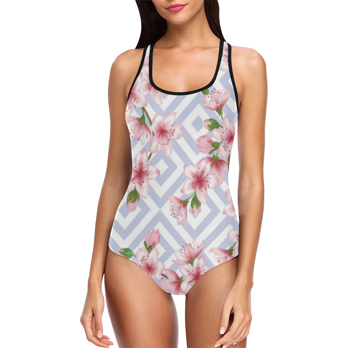 Cherry Blossom Pattern Print Design CB07 Women Swimsuit