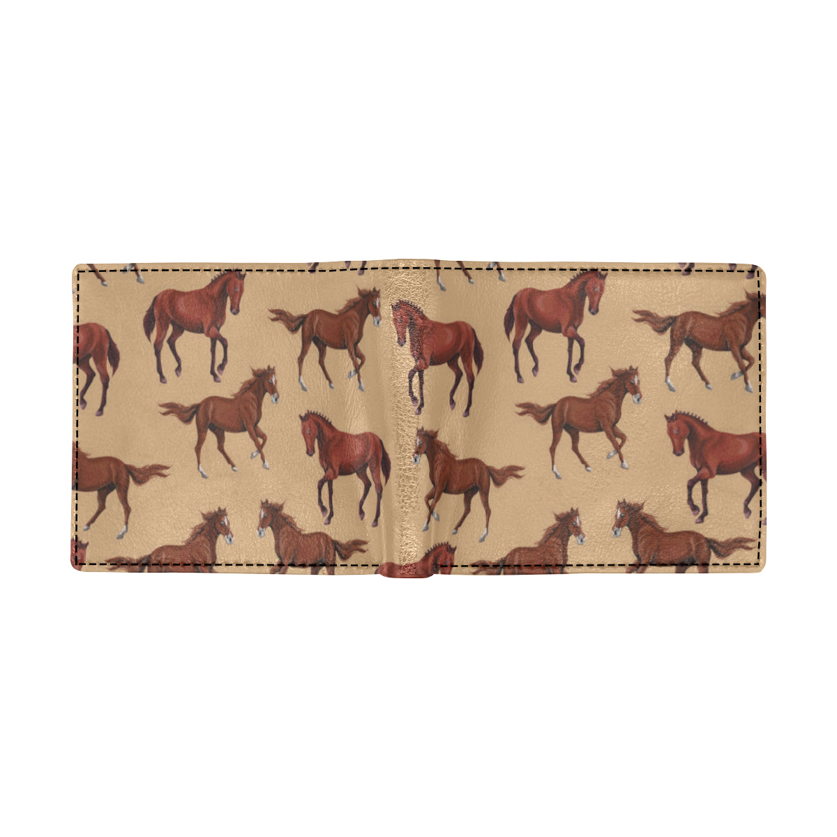 Brown Horse Print Pattern Men's ID Card Wallet