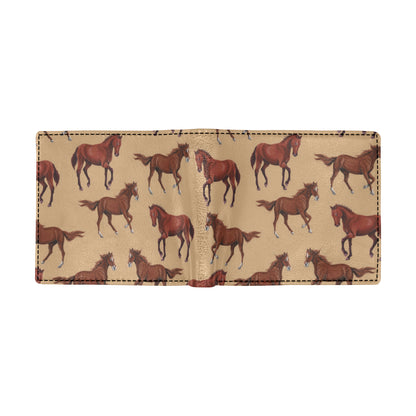 Brown Horse Print Pattern Men's ID Card Wallet