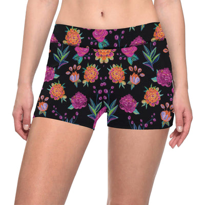 Marigold Pattern Print Design MR02 Yoga Shorts