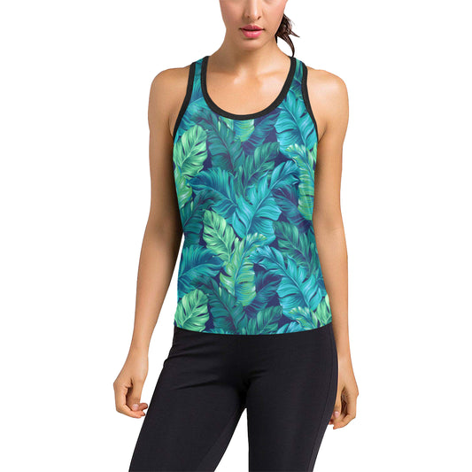 Banana Leaf Pattern Print Design BL05 Women's Racerback Tank Top