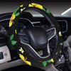 Yellow Hibiscus Pattern Print Design HB08 Steering Wheel Cover with Elastic Edge