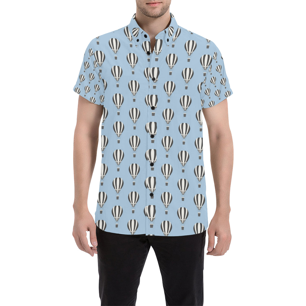 Ballon Pattern Print Design 05 Men's Short Sleeve Button Up Shirt