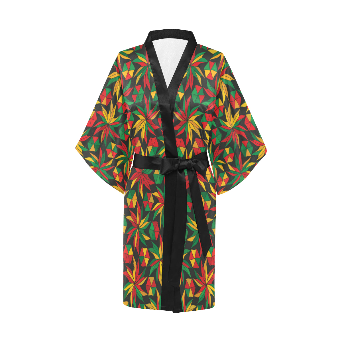 Rastafarian Pattern Print Design A03 Women's Short Kimono