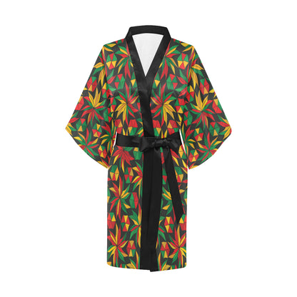 Rastafarian Pattern Print Design A03 Women's Short Kimono