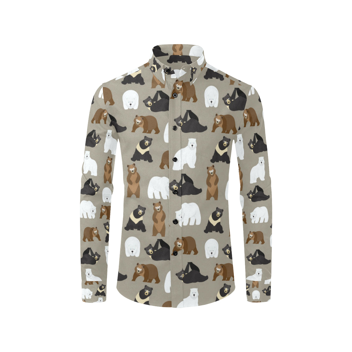 Bear Pattern Print Design BE03 Men's Long Sleeve Shirt