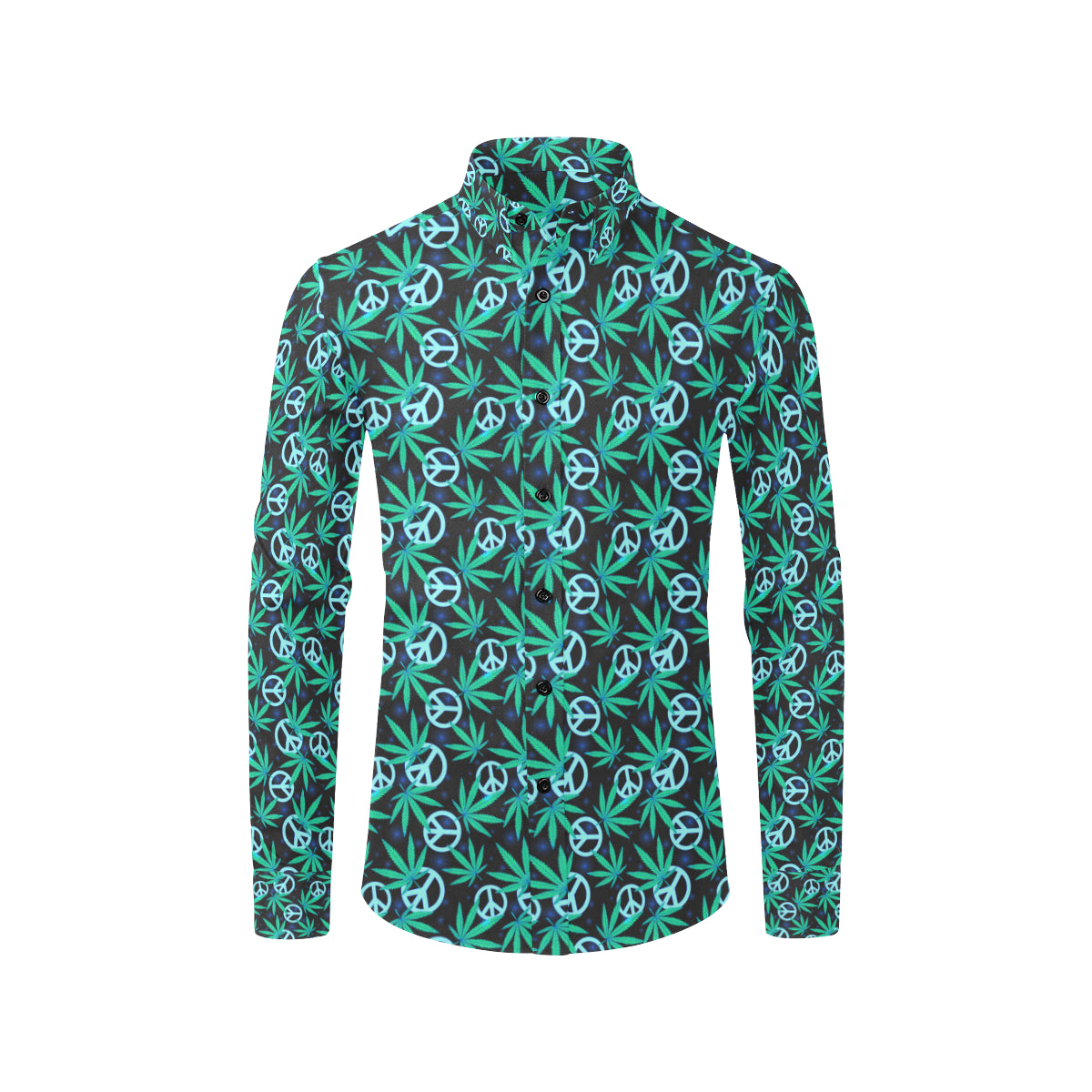 Peace Sign Themed Design Print Men's Long Sleeve Shirt