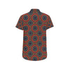 Bohemian Mandala Style Print Men's Short Sleeve Button Up Shirt