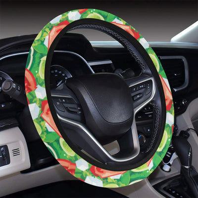 Vegan Salad Themed Design Print Steering Wheel Cover with Elastic Edge