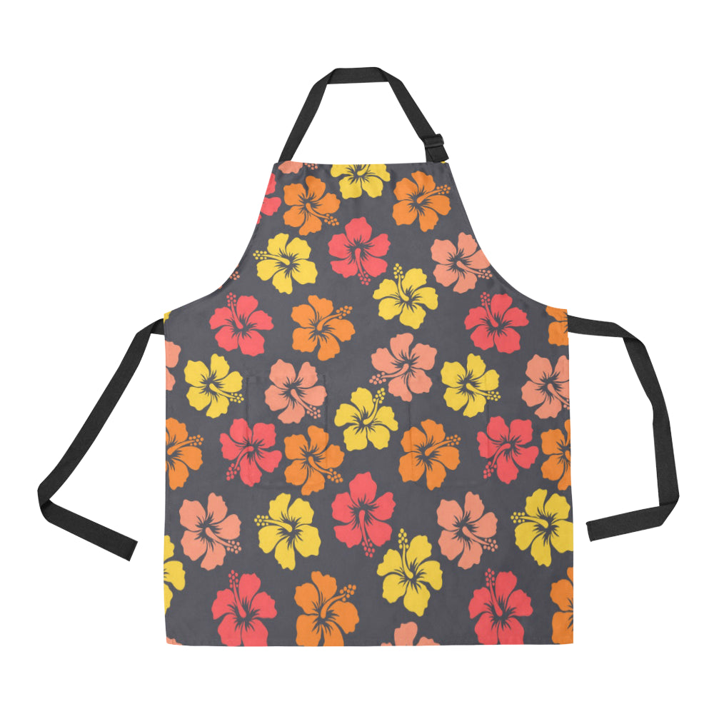 Hibiscus Pattern Print Design HB024 Apron with Pocket