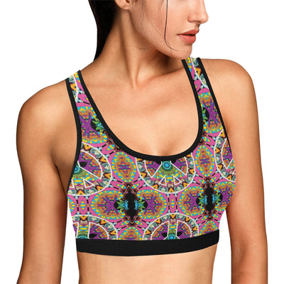 Peace Sign Pattern Print Design A03 Sports Bra