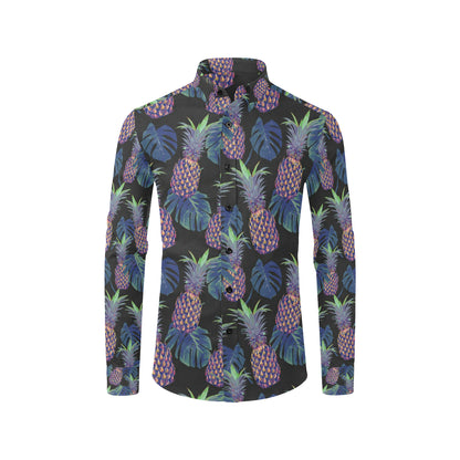 Pineapple Pattern Print Design PP04 Men's Long Sleeve Shirt