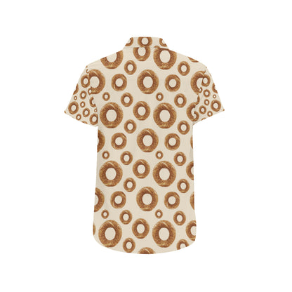 Bagel Pattern Print Design 01 Men's Short Sleeve Button Up Shirt