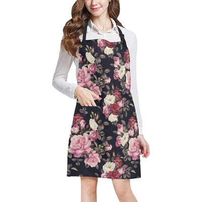 Rose Pattern Apron with Pocket