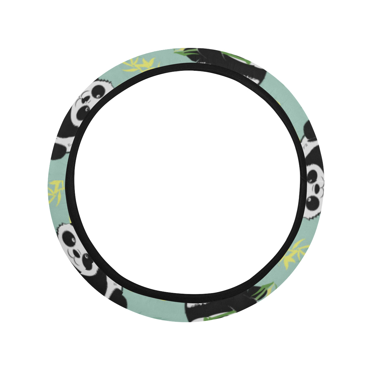 Panda Pattern Print Design A05 Steering Wheel Cover with Elastic Edge