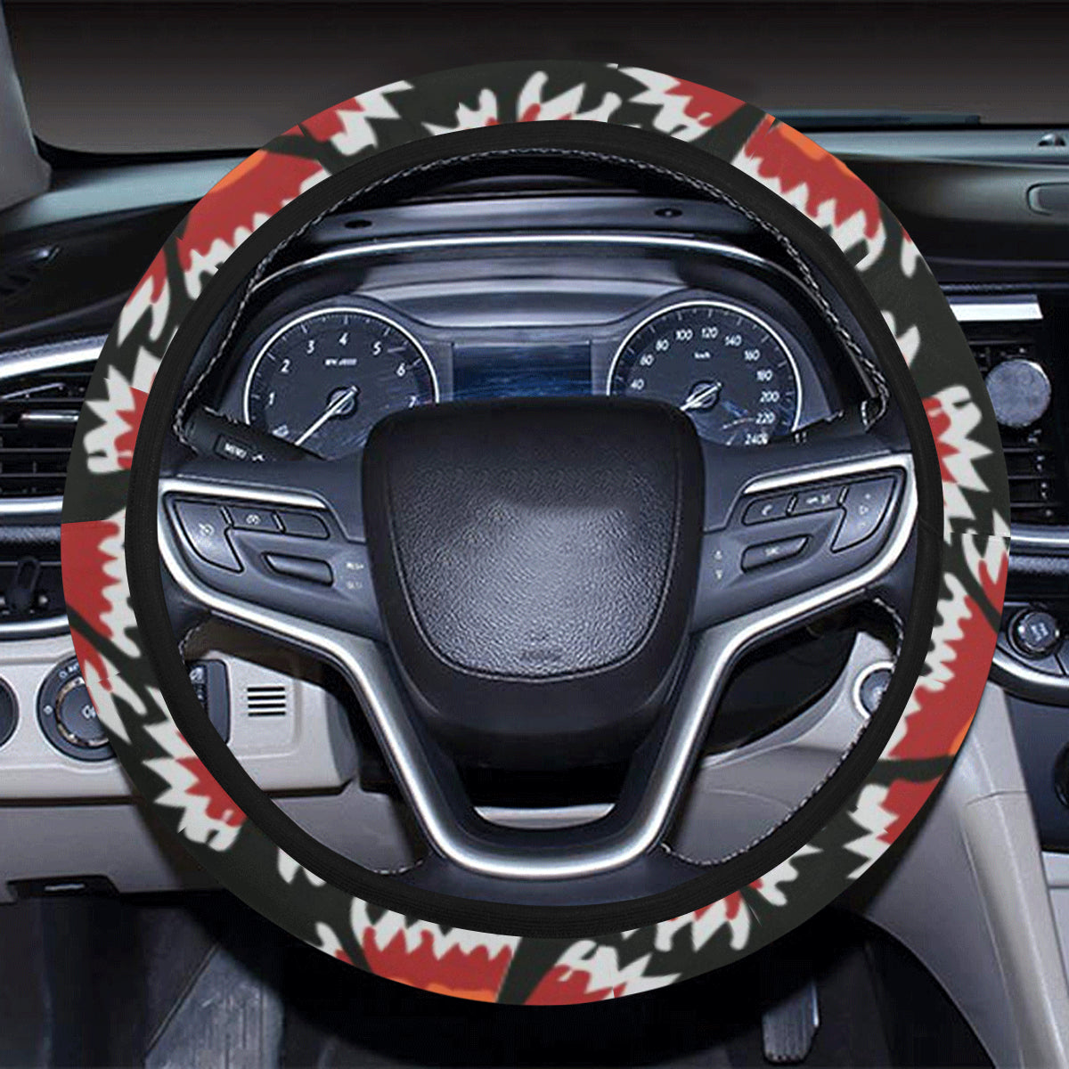 Carnations Pattern Print Design CN03 Steering Wheel Cover with Elastic Edge