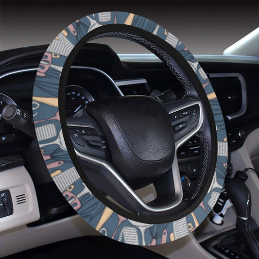 Cooking Kitchen Tools Pattern Print Design 05 Steering Wheel Cover with Elastic Edge