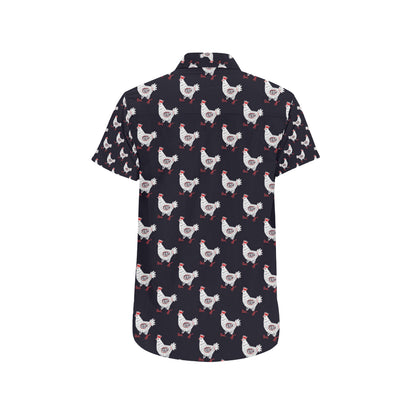 Chicken Pattern Print Design 03 Men's Short Sleeve Button Up Shirt