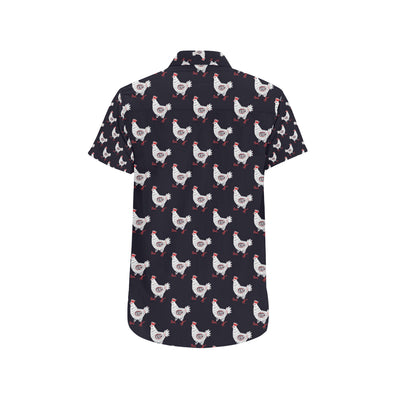 Chicken Pattern Print Design 03 Men's Short Sleeve Button Up Shirt