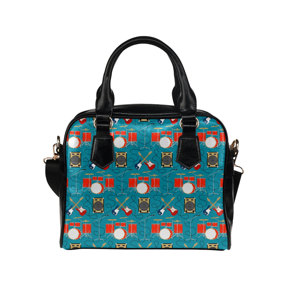 Drum Set Guitar Pattern Print Design 02 Shoulder Handbag