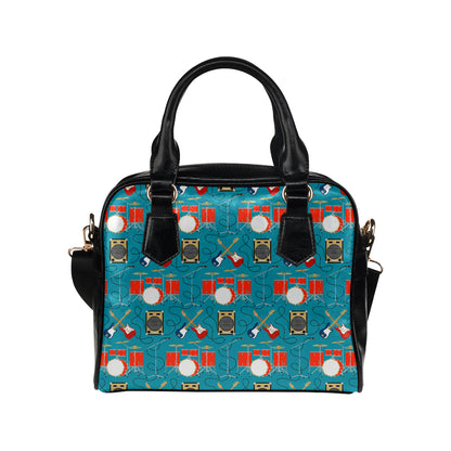 Drum Set Guitar Pattern Print Design 02 Shoulder Handbag