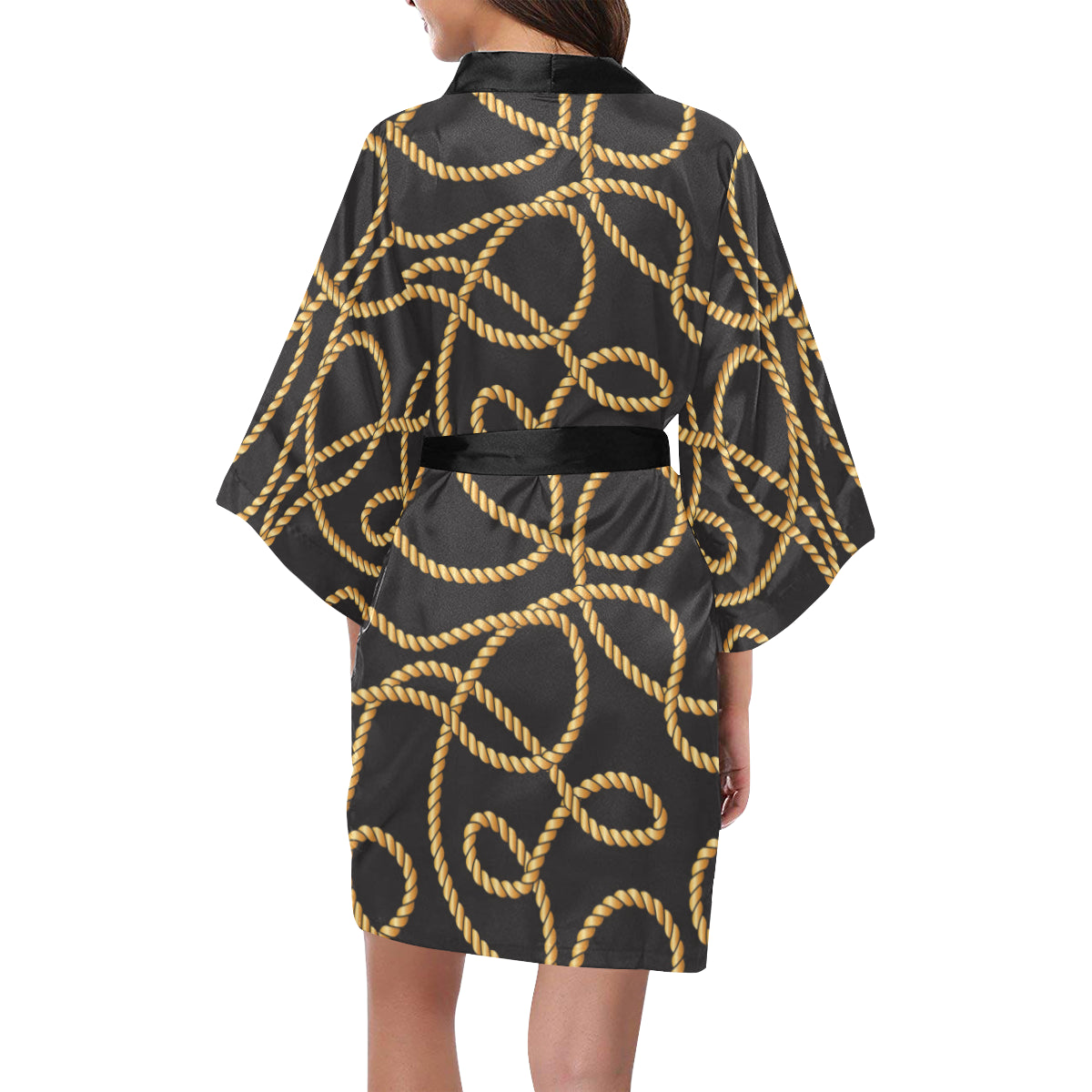 Rope Pattern Print Design A04 Women's Short Kimono