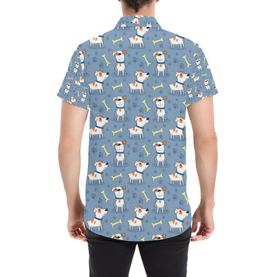 Bull Terriers Pattern Print Design 04 Men's Short Sleeve Button Up Shirt