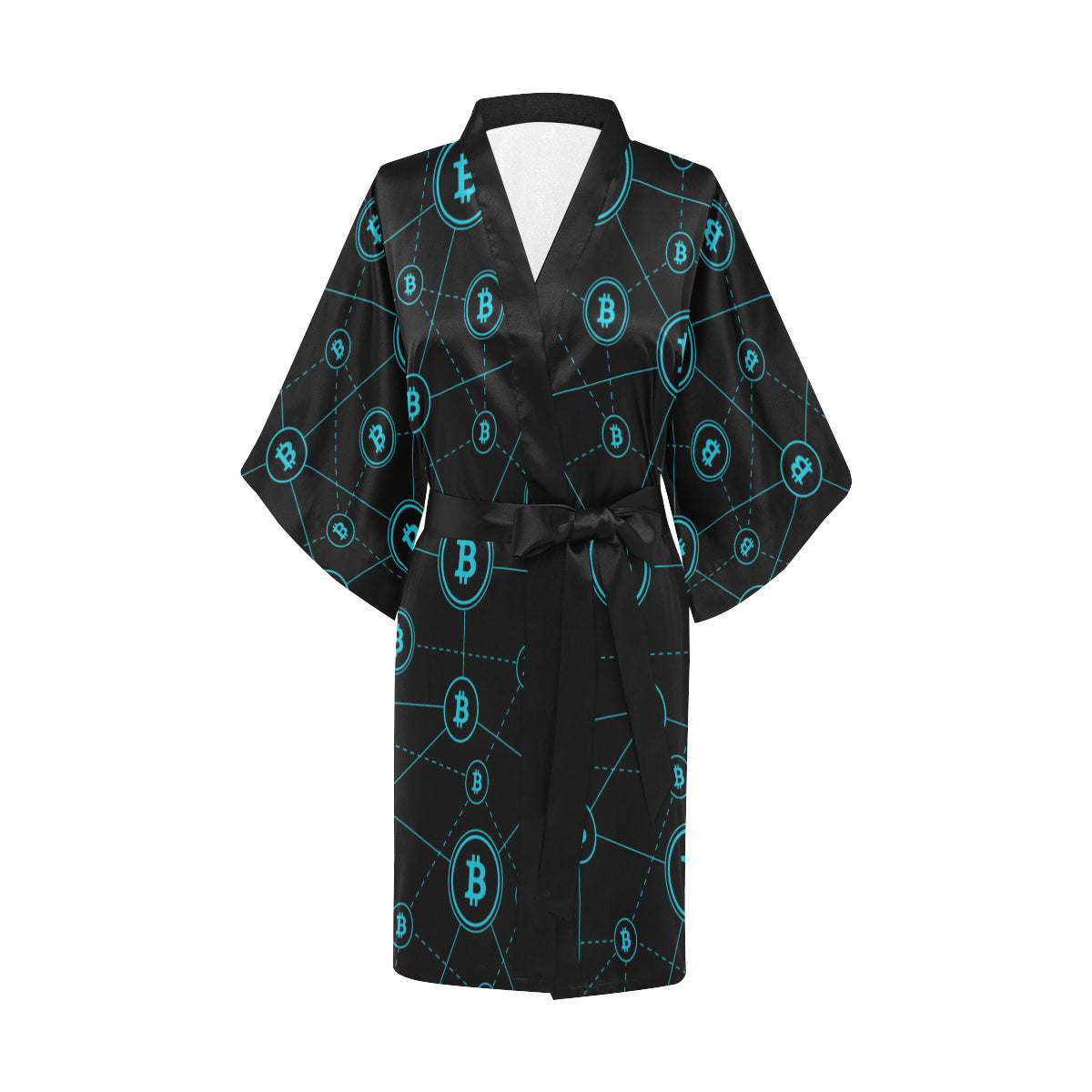 Cryptocurrency Pattern Print Design 01 Women's Short Kimono