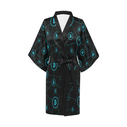 Cryptocurrency Pattern Print Design 01 Women's Short Kimono