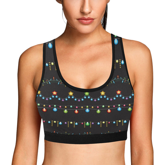 Christmas Light Pattern Print Design 01 Sports Bra