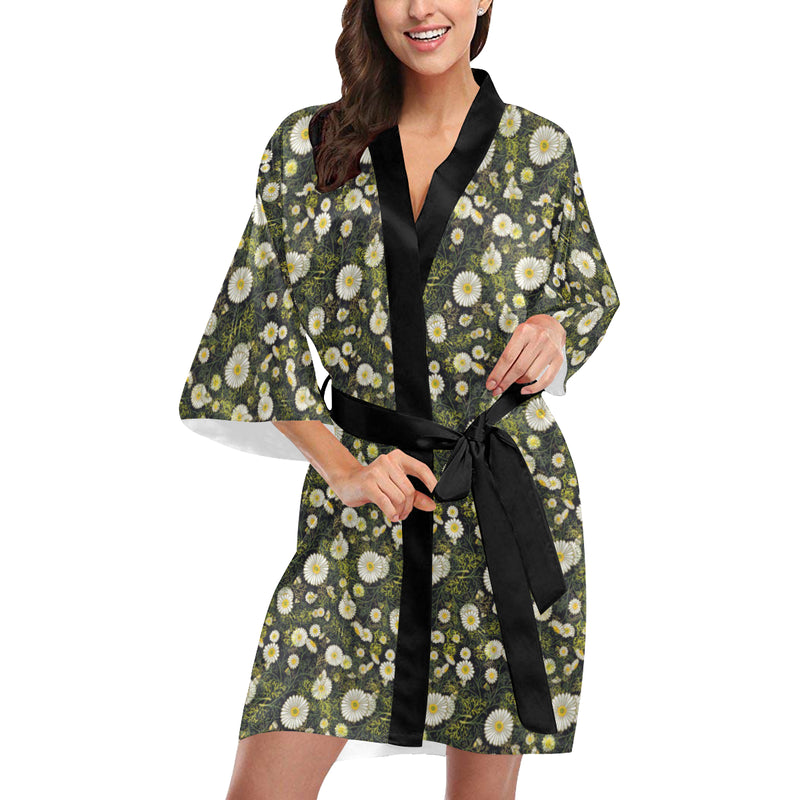 Daisy Pattern Print Design 03 Women's Short Kimono