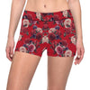 Rose Red Pattern Print Design RO07 Yoga Shorts