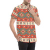 Aztec Red Print Pattern Men's Short Sleeve Button Up Shirt