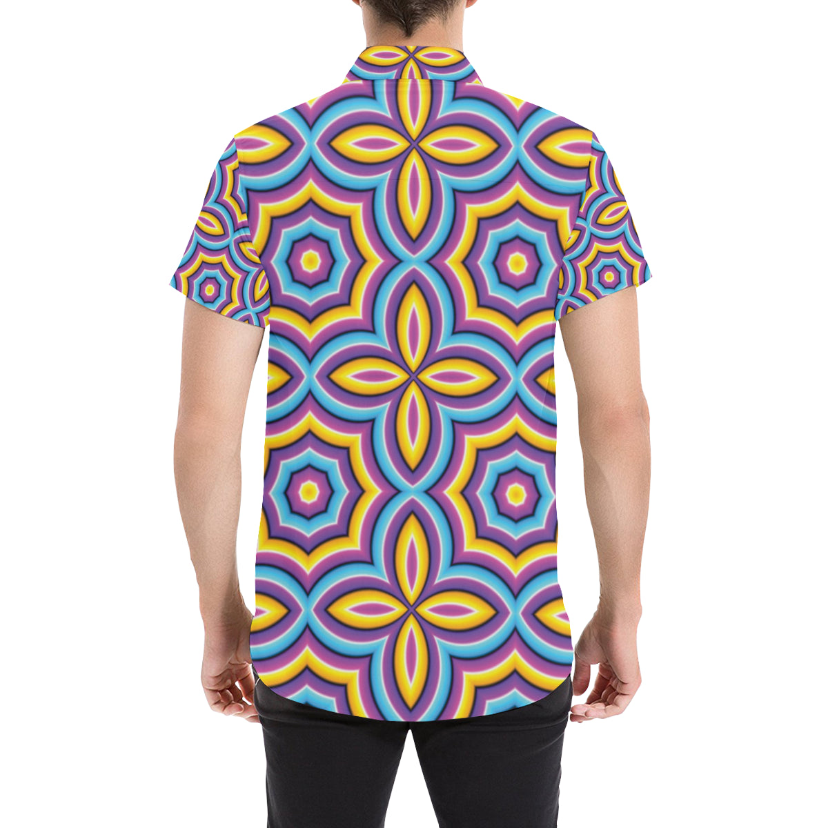 Optical illusion Pattern Print Design A03 Men's Short Sleeve Button Up Shirt
