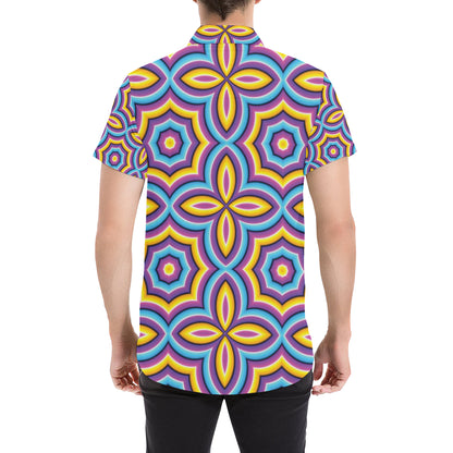 Optical illusion Pattern Print Design A03 Men's Short Sleeve Button Up Shirt