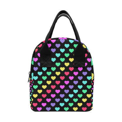 Heart Rainbow Pattern Print Design HE02 Insulated Lunch Bag