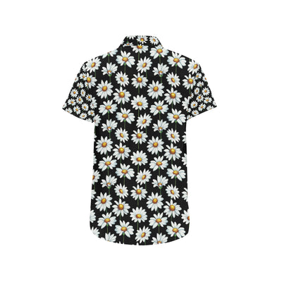 Daisy Print Pattern Men's Short Sleeve Button Up Shirt