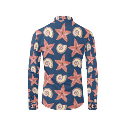 Starfish Pattern Print Design 03 Men's Long Sleeve Shirt