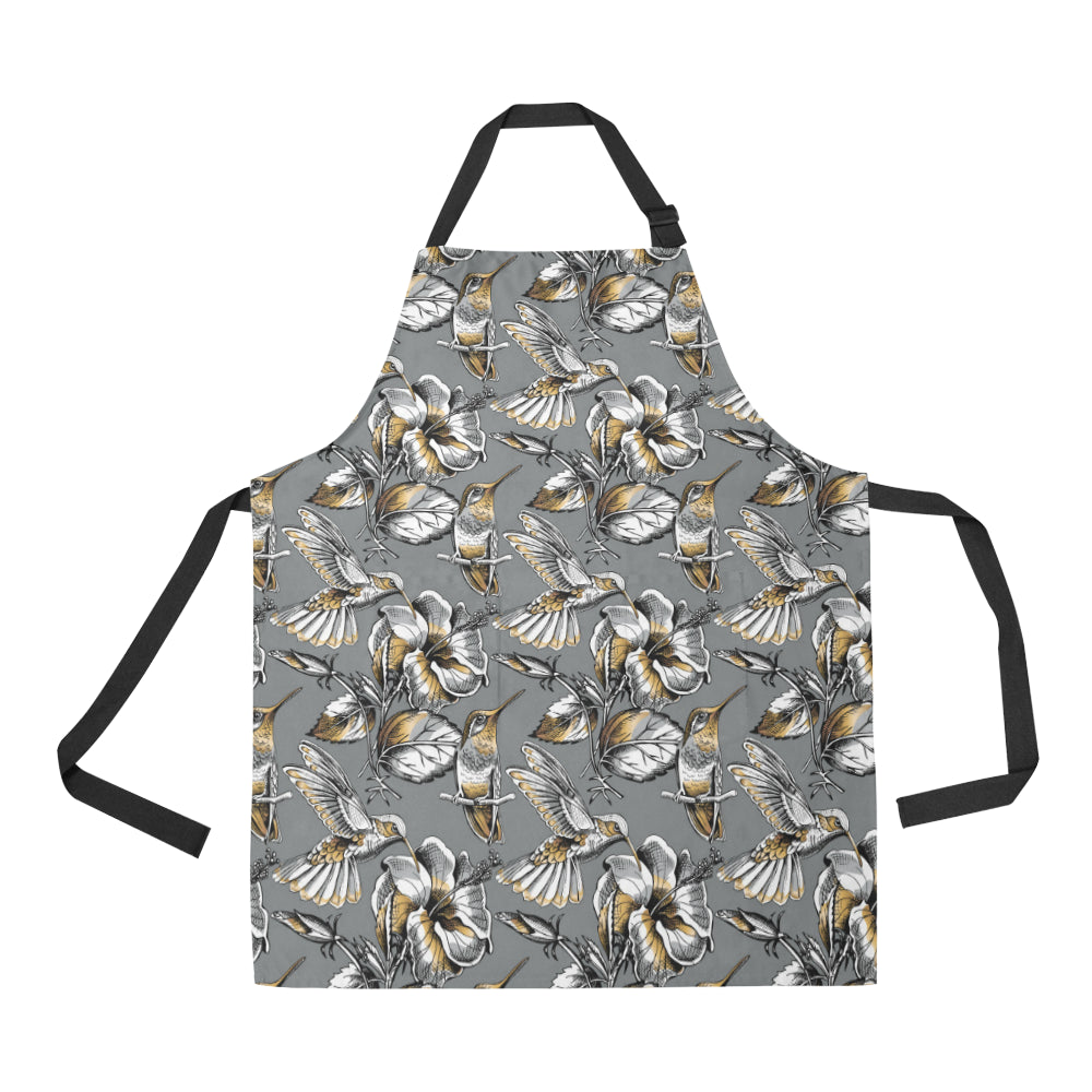Hummingbird Pattern Print Design 02 Apron with Pocket
