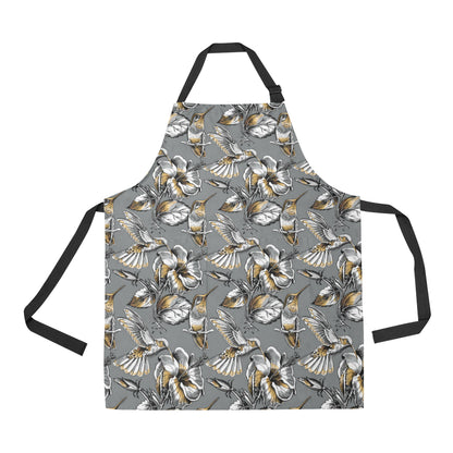 Hummingbird Pattern Print Design 02 Apron with Pocket