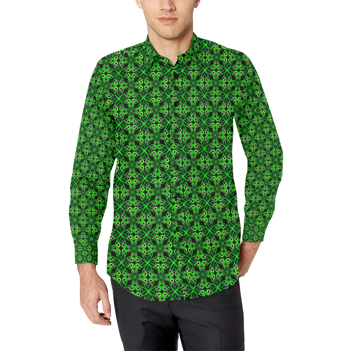 Celtic Green Neon Design Men's Long Sleeve Shirt