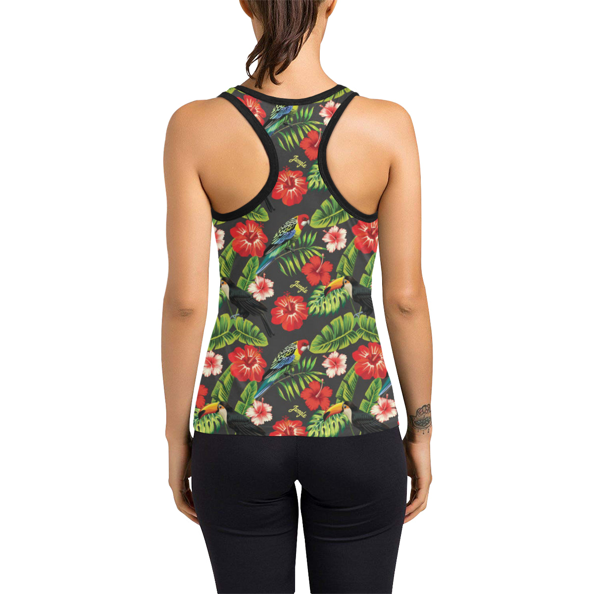Tropical Flower Pattern Print Design TF04 Women's Racerback Tank Top