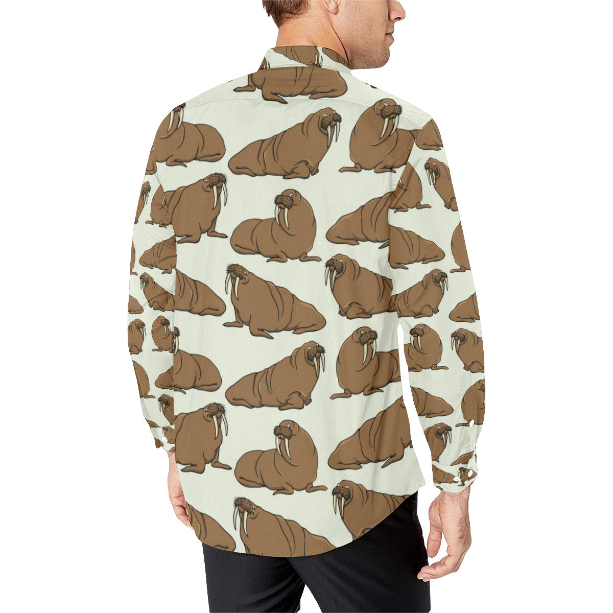 Walrus Pattern Print Design 03 Men's Long Sleeve Shirt
