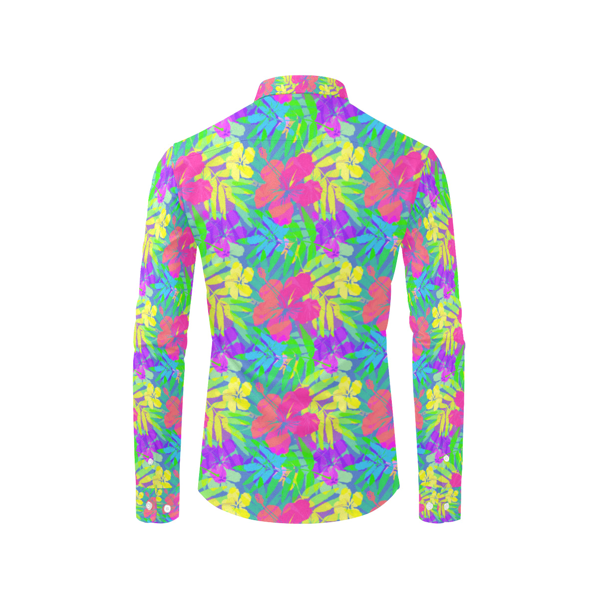 Neon Tropical Pattern Print Design A03 Men's Long Sleeve Shirt