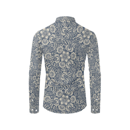 Elegant Floral Print Pattern Men's Long Sleeve Shirt